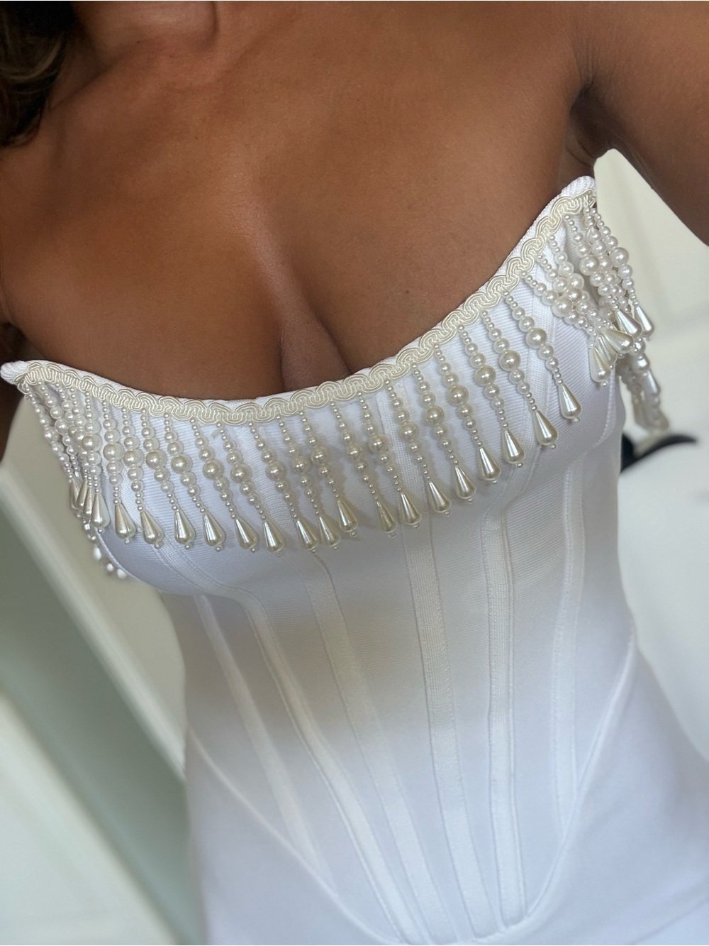 White Strapless Corset Midi Dress - Picture 3 of 5